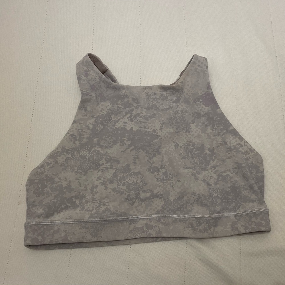 lululemon athletica Light Gray Patterned High-Neck Sports Bra